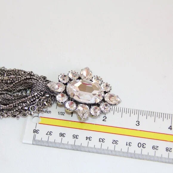 RARE Rodrigo Otazu Crystal Silver Statement Necklace - Picture 15 of 16